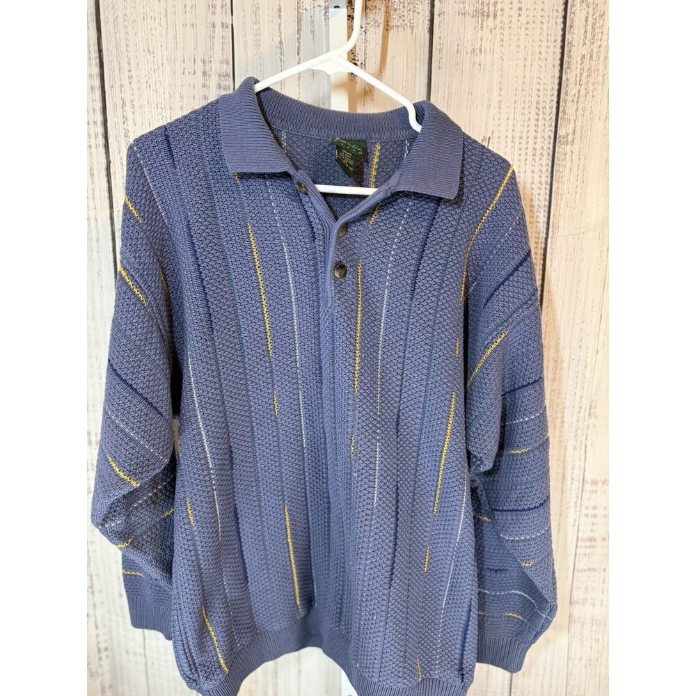 Scandia Woods Men’s Sweater Large Blue Long Sleeve Stripes